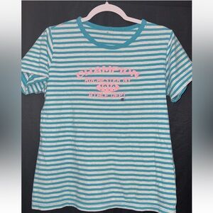 Champion teal Striped Tee women’s medium